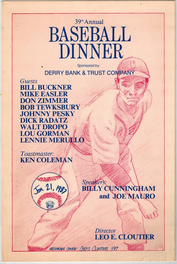 Thirty-Ninth Annual Baseball Dinner program. art by Chris Cloutier