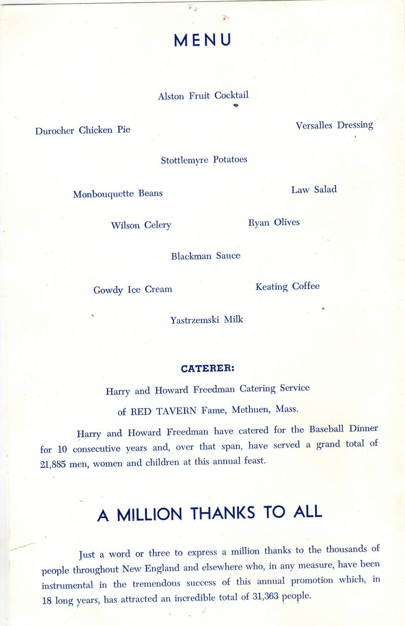 Eighteenth Annual Baseball Dinner Program, 1966